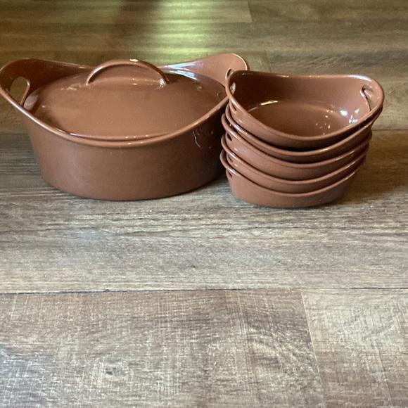 Rachel RayRare Bubble & Brown6 piece stoneware oval baking set